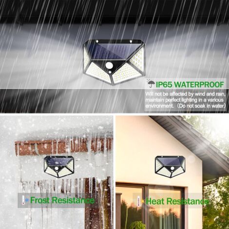 4 paquets Lampe Solaire Exterieur, Lumiere Solaire Exterieur, 100 LED Eclairage Exterieur Solaire, 3 Modes Spot Solaire Exterieur avec Detecteur de Mouvement, LED Solaire Extérieur pour Jardin