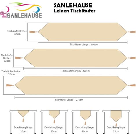 Chemin de Table Lin Blanc Crème Beige 32 x 180 cm, Chemin de Table de Haute Qualité, Chemin de Table Uni, Moderne, Facile d'entretien pour Table à Manger, Table Basse, Restaurant