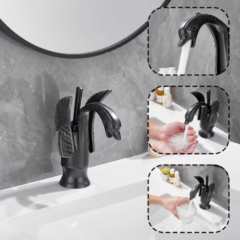 IDeko Robinet de robinet Mitigeur de Lavabo fini antique en bronze frotte Noir a l'huile