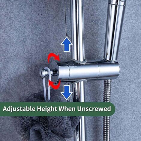 Support Réglable Pour Pommeau De Douche Sur Rail Rectangulaire - Design Chromé, Hauteur Et Angle Ajustables