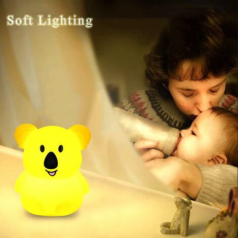 Grand Veilleuse Koala Enfant Chambre Lampe Bebe Veilleuse veilleuse enfant LED Veilleuse 9 Couleurs Veilleuse Bébé Veilleuse en silicone Cadeau Bebe Fille Garcon （Télécommande + Tactile Dimm）