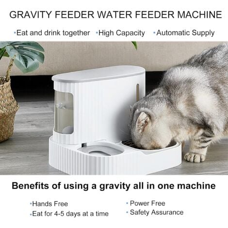 Distributeur Automatique de Nourriture, 2 en 1 mangeoire pour Chien résistant à l'usure, Gamelles pour Chats, matériau sr, Distributeur de Croquettes et Eau pour Chat et Chien