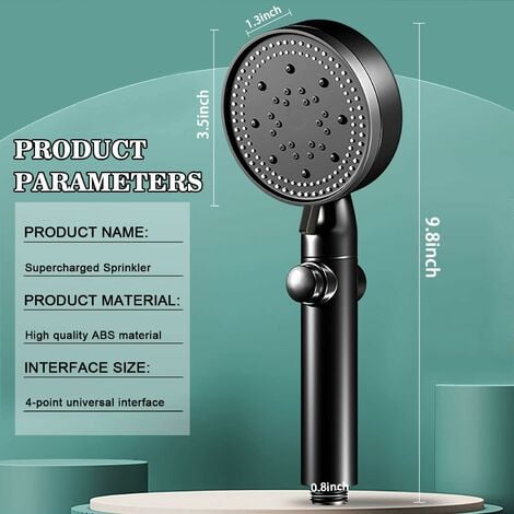 Pommeau de douche haute pression multifonction avec 5 modes, pomme de douche  à main avec tuyau et support pour cheveux et peau secs, accessoires de  salle de bain noir et argenté, pomme