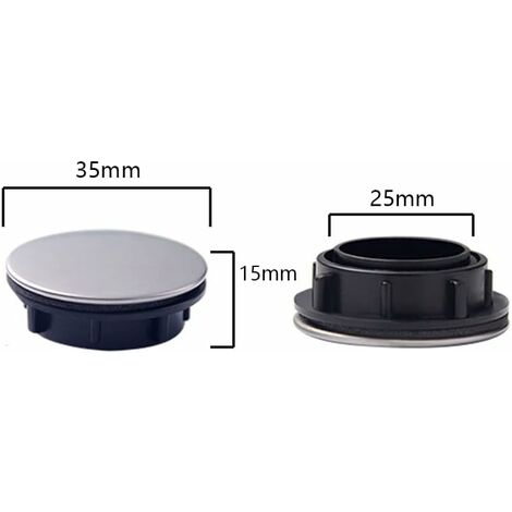 Lot de 2 Couvercles de Trou d'évier de Cuisine pour évier de Cuisine, Trou de Robinet, Couvercle de Trou de Robinet de Salle de Bain, Couvercles de Débordement d'évier en Acier Inoxydable (35 mm)