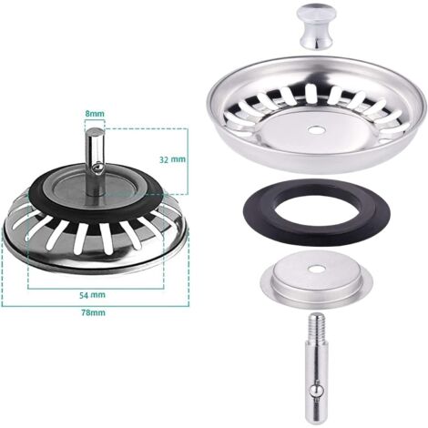 Bouchon Évier Cuisine 80 Mm Universel - Inox 304 Avec Filtre Intégré | Facile à Nettoyer & Anti-odeurs