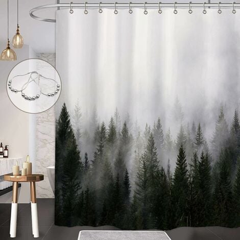 Relaxdays Store de baignoire, 140x240 cm, rideau de douche hydrofuge,  montage au plafond & à la fenêtre, pare-bain, gris