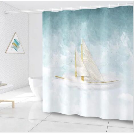 Rideau de douche, rideau de douche en tissu 180x200, résistant à la moisissure  et imperméable avec crochet, rideau de douche de salle de bain