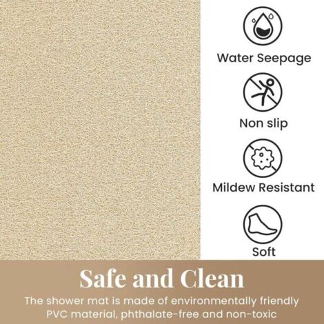 Tapis Antidérapant Salle De Bain Tapis De Douche Rond En Luffa De 50 Cm Pour Salle De Bain - Antidérapant Et Anti-moisissure - En PVC - Avec Drainage - Séchage Rapide