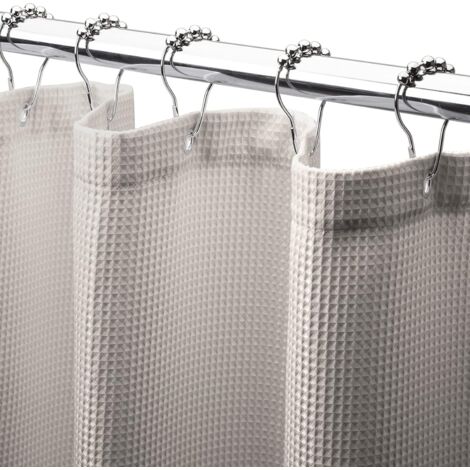 Rideau De Douche Blanc Qualité Hôtelière - Tissage Gaufré Hydrofuge 183x180 Cm
