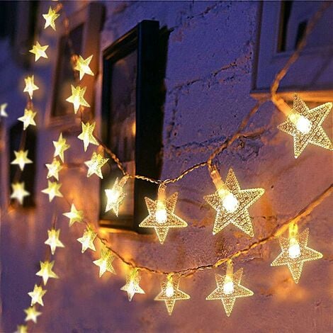 Guirlande Lumineuse étoile 2,85M 20LEDs Led Sapin Nol Guirlande à Pile  Fairy Light Rideau Lumineux