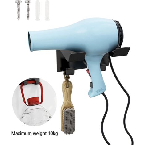 Support Sèche-Cheveux Mural Acier Inoxydable - Fixation Mains Libres Robuste