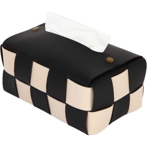 Housse Boîte à Mouchoirs En Cuir PU Rectangulaire - Organisateur Décoratif Gris Pour Voiture Ou Maison - 20x12x12,5cm