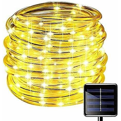 Solaire Ruban Lumineux,100 Led Lumières De Fil De Tube De Cuivre 8