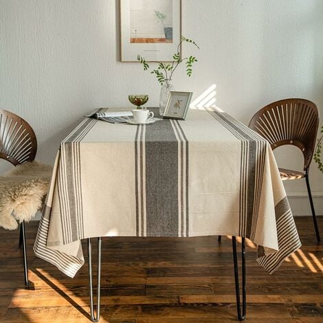 Nappe rectangulaire en tricot épais brodé à franges texturées en coton et  lin pour cuisine, salle
