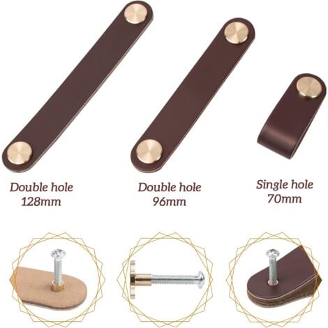 4pcs Poignée Meuble Cuir, Bouton Porte Placard Poignee Cuir Bouton de Tiroir, Poignee de Meuble Vintage pour Armoires, Commode, Cuisine, Salle de Bain (Vert, 128mm)