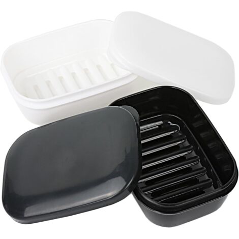 Lot De 2 Boîtes à Savon De Voyage - Porte-Savon Étui Avec Égouttoir (Blanc)
