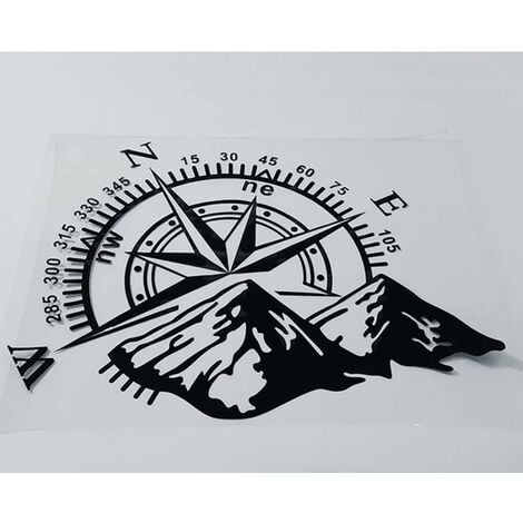Sticker Boussole Montagne, Vinyle Imperméable Carrosserie Fenêtre