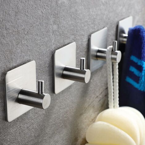 Crochets auto-adhésifs - Crochet pour serviette de bain/Peignoir pour salle  de bain à coller sur le mur, Acier inoxydable SUS 304 Lot de 3