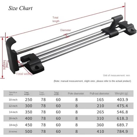 Tringle De Penderie Coulissante Reixuier - Extensible 35-61 Cm - Pour Armoires