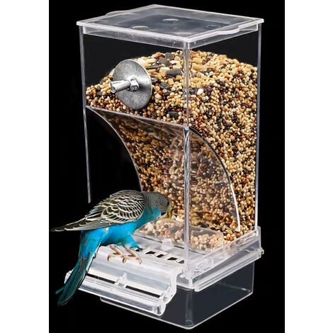 Mangeoire automatique pour oiseaux, mangeoire pour oiseaux sans gâchis, mangeoire pour cage à oiseaux, accessoires pour perruches, canaris, calopsittes, pinsons (transparent)