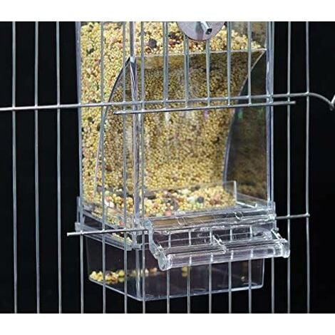Mangeoire automatique pour oiseaux, mangeoire pour oiseaux sans gâchis, mangeoire pour cage à oiseaux, accessoires pour perruches, canaris, calopsittes, pinsons (transparent)