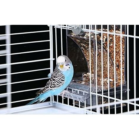 Mangeoire automatique pour oiseaux, mangeoire pour oiseaux sans gâchis, mangeoire pour cage à oiseaux, accessoires pour perruches, canaris, calopsittes, pinsons (transparent)