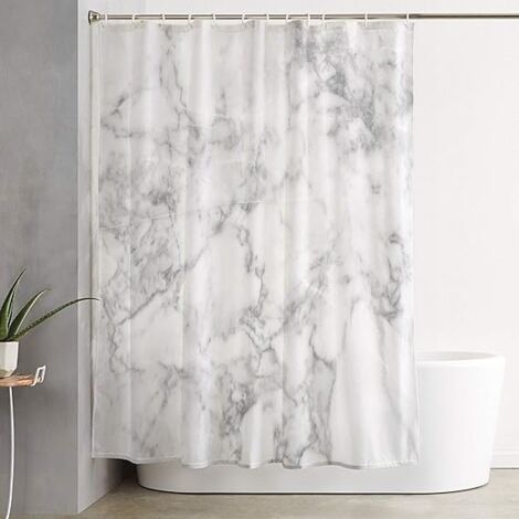 Rideaux de douche imperméables à texture de marbre moderne, pour salle de bains, ensemble de rideaux de bain en Polyester blanc Simple et généreux avec crochets