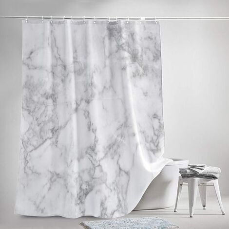Rideaux de douche imperméables à texture de marbre moderne, pour salle de bains, ensemble de rideaux de bain en Polyester blanc Simple et généreux avec crochets