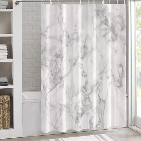 Rideaux de douche imperméables à texture de marbre moderne, pour salle de bains, ensemble de rideaux de bain en Polyester blanc Simple et généreux avec crochets