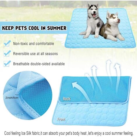 Tapis rafraîchissant d'été pour chiens et chats, en soie glacée, tapis rafraîchissant pour chien, respirant, portable et lavable, couverture rafraîchissante pour animaux de compagnie (28 x 22 pouces, 