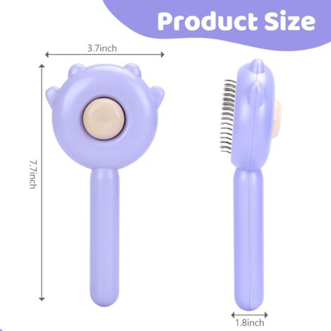 Brosse à Poils Pour Chat Et Chien - Tête En Silicone Doux, Bouton De Déverrouillage - Toilettage Facile Et Massage