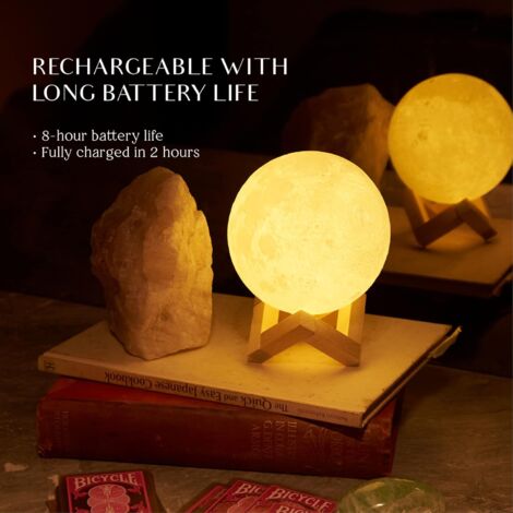 Veilleuse  Lampe de nuit en forme de lune, chargement USB et contrle tactile, pour adultes et enfants, blanc chaud à froid (12 cm)