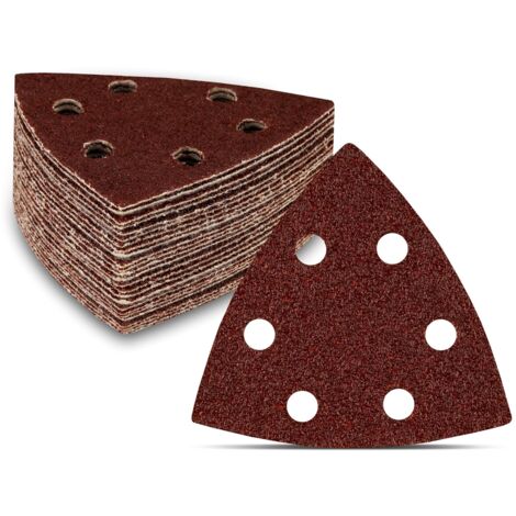 2 Patins De Ponçage Triangulaires Auto-adhésifs 100x150mm - Compatibles Bosch Et Modèles 7 Trous - Velours Noir