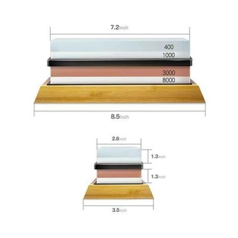Kit de pierre à aiguiser pour couteaux, grain 4 côtés 400/1000 3000/8000 pierre à eau, base en bambou antidérapante, pierre à plat, guide d'angle et cuir