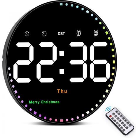 Horloge Numérique Murale Géante 13 Pouces Avec Télécommande - Affichage Date, Température, 2 Réveils - Luminosité Réglable Pour Chambre, Bureau