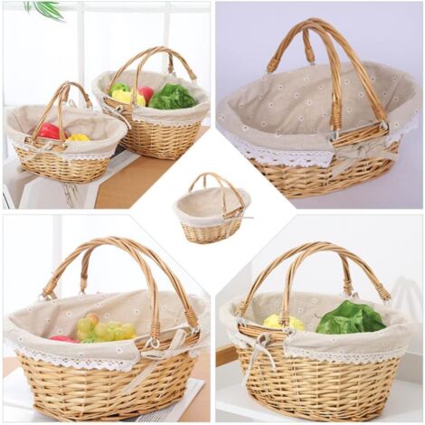 Grand Panier En Osier Tressé - 68x40x40 Cm - Parfait Pour Bûches, Jouets, Couvertures
