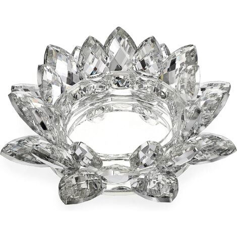 Bougeoir Lotus En Cristal PartyLite 2013 - Transparent Signé - État Occasion