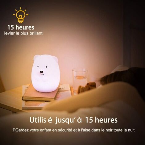 Veilleuse  Veilleuse Enfant Veilleuse Ours LED Lampe Chambre 9 Couleurs Veilleuse Bébé Multicolore Rechargeable USB Veilleuse Légère avec Télécommande Cadeau pour Enfant Adulte [Classe énergétique A +