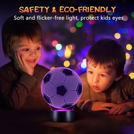 Veilleuse Cadeau Foot Garcon Enfants Fille,  Football Veilleuse Enfant 3D Lampe Optique Illusion Decoration Chambre 16 Couleurs Changeantes Cadeau d'anniversaire Nol pour Fan de Foot