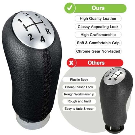 Pommeau De Manche De Changement De Vitesse, En Cuir, Pour Renault Megane/Clio/Sc