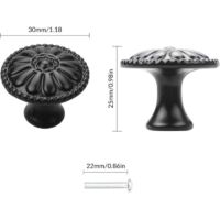 Bouton de Porte Noir 16Pcs Poignee de Meuble Cuisine Boutons de Tiroir Boutons de Placard Vintage Ronds Poignées Bouton de Meuble Avec Vis Pour Commode Placard Cuisine