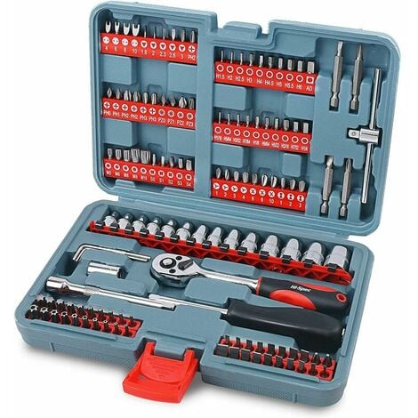 KS Tools 911.0721 - Caisse à Outil en Coffret de Douille Compacte -  Douilles à 6 Pans Métriques et Accessoires en 3/4'' - Outillage Mécanique  Avec Clé