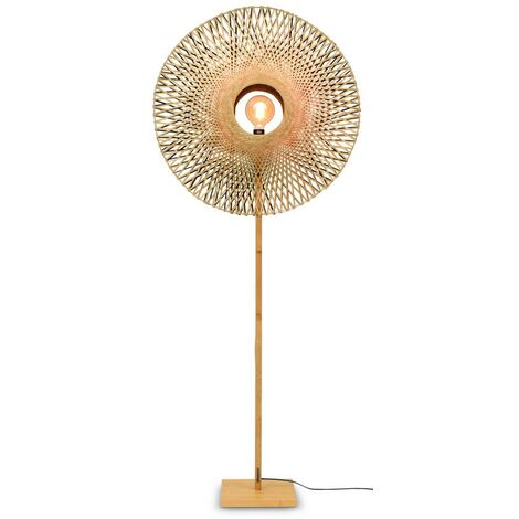 Piantana Da Terra Reality Con 2 Luci E27 - Design In Bambù E Metallo, Bianco, 130cm - Foto 6