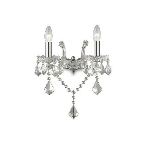 Ideal Lux Florian - 2 Light Indoor Glass Candle Wandleuchte Chrom mit Kristallen, E14 (1/2)