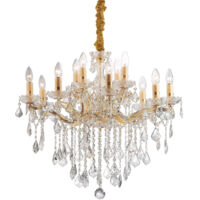 Ideal Lux Florian - 12 Light Crystal Chandelier Gold Finish, E14