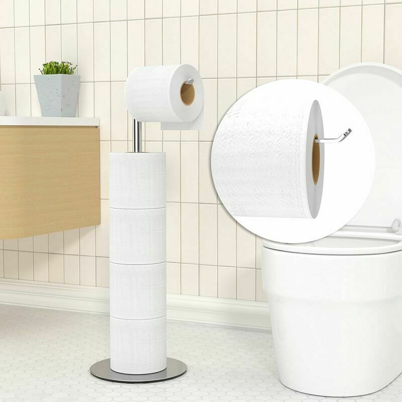 Porte-papier toilette avec étagère et rangement, distributeur de lingettes  pliable