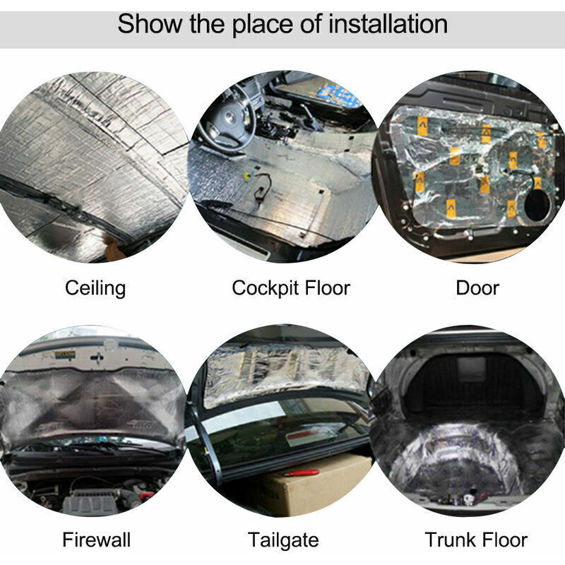 12 Tapis Isolation Phonique Voiture 5mm - Autocollant Anti-Bruit Thermique | 40x25cm Pour Moteur/Toit