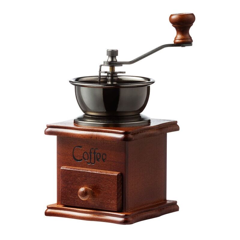 Moulin à café manuel en bois classique en fonte à la main rétro