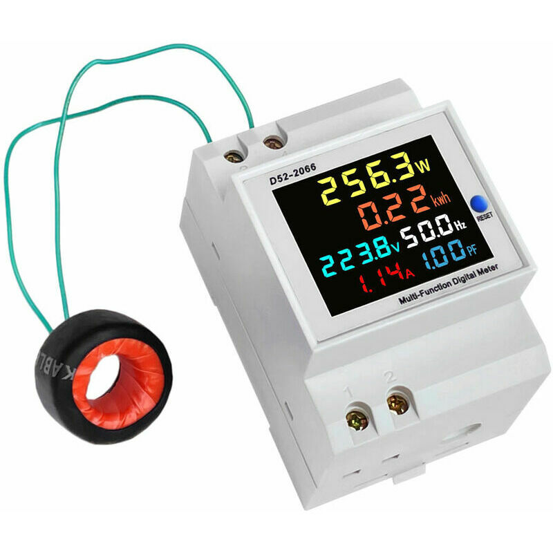 Voltmètre sur rail DIN ampèremètre D52-2042 AC220V AC380V Voltmètre AC  numérique Tension Courant mètre Affichage