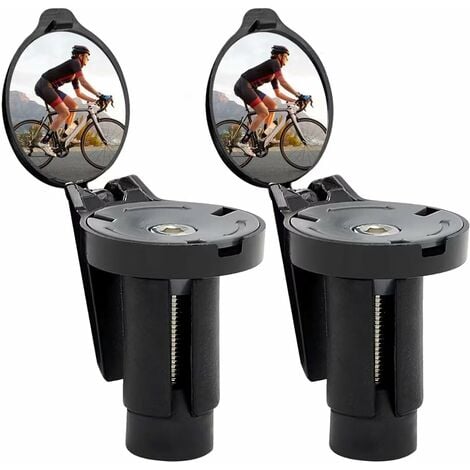 Rétroviseur vélo GENERIQUE Retroviseurs x2 pour velo metal miroir cycliste  guidon vtt rotatif reglable universel (noir)